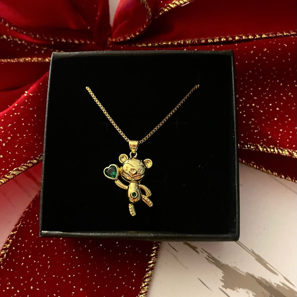 Gold plated bear necklace